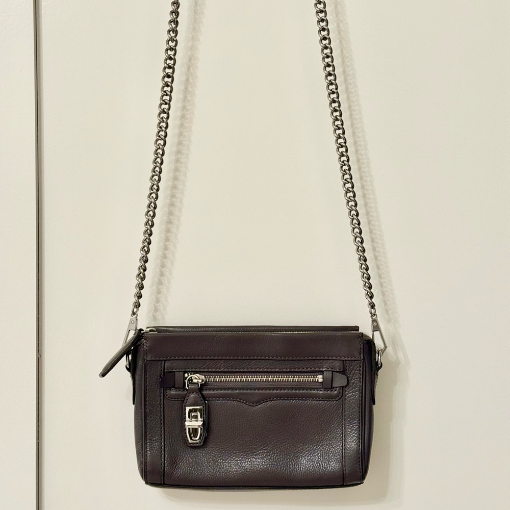 Rebecca Minkoff Dark Grey Mini Leather Crossbody Bag